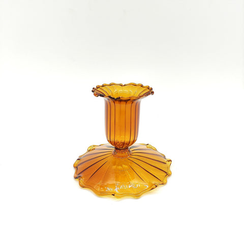 Glass Fluted Candlestick Holder - Short-Nook & Cranny Gift Store-2019 National Gift Store Of The Year-Ireland-Gift Shop