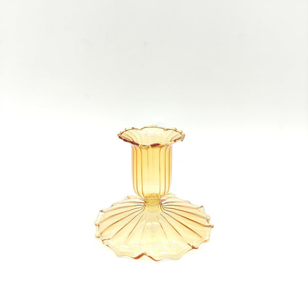 Glass Fluted Candlestick Holder - Short-Nook & Cranny Gift Store-2019 National Gift Store Of The Year-Ireland-Gift Shop