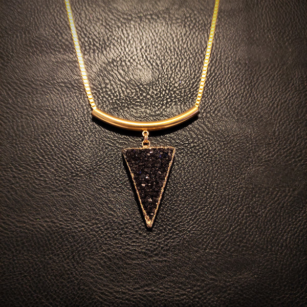 Druzy Triangle Necklace - Black-Nook & Cranny Gift Store-2019 National Gift Store Of The Year-Ireland-Gift Shop