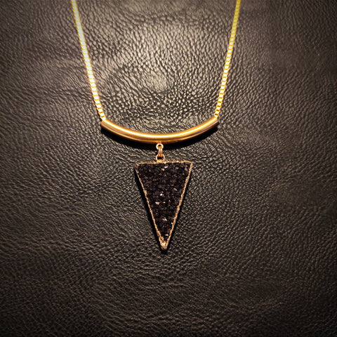 Druzy Triangle Necklace - Black-Nook & Cranny Gift Store-2019 National Gift Store Of The Year-Ireland-Gift Shop