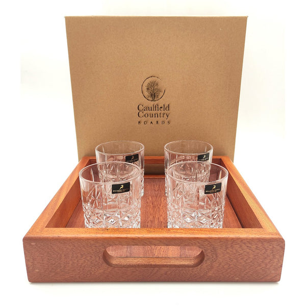Luxurious Whiskey Tray with 4 Crystal Glasses-Nook & Cranny Gift Store-2019 National Gift Store Of The Year-Ireland-Gift Shop