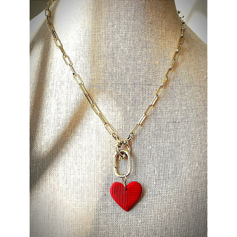 Red Heart Necklace with classic chunky chain-Nook & Cranny Gift Store-2019 National Gift Store Of The Year-Ireland-Gift Shop