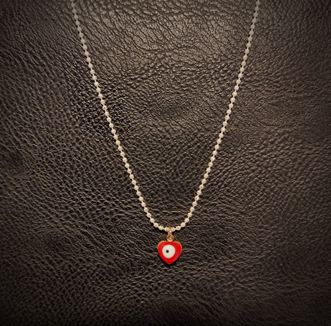 Deliacte Necklace - Evil Eye Heart-Nook & Cranny Gift Store-2019 National Gift Store Of The Year-Ireland-Gift Shop