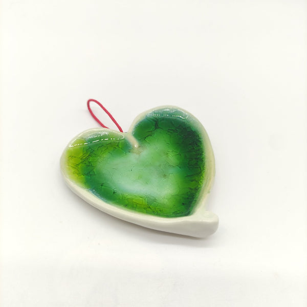 Irish Ceramic Love Heart Shaped Hanging Decoration - "Green Mood Heart"-Nook & Cranny Gift Store-2019 National Gift Store Of The Year-Ireland-Gift Shop