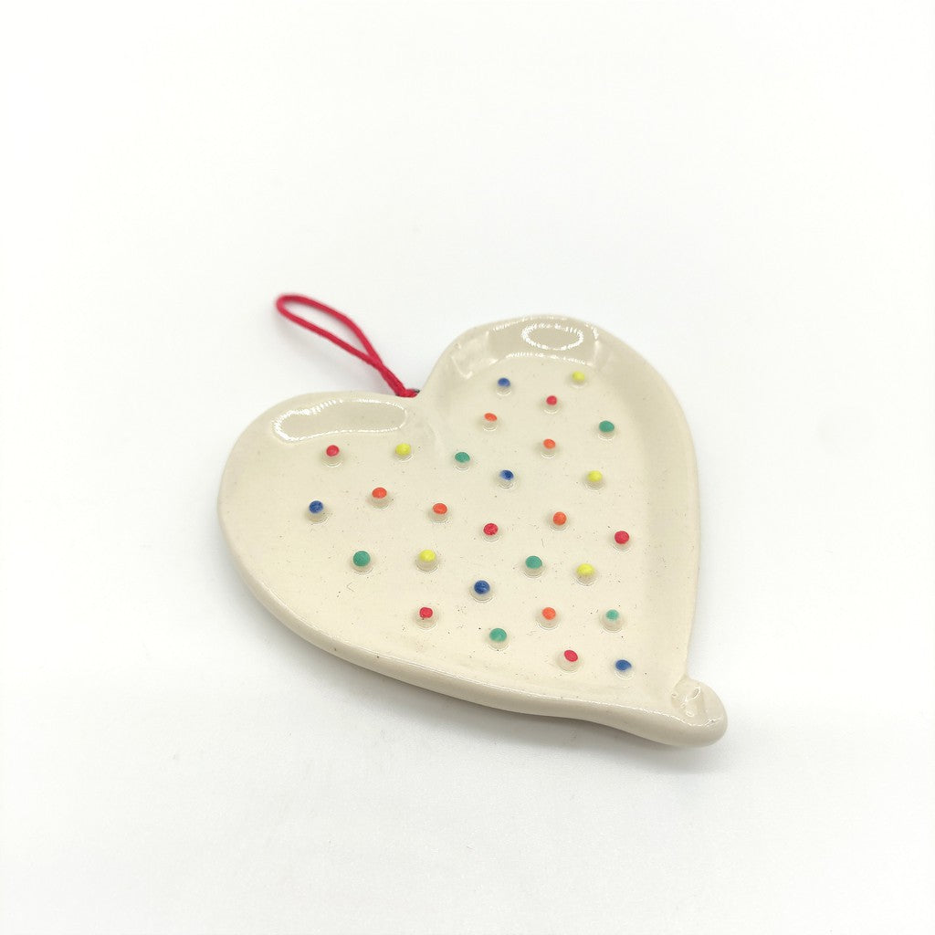 Irish Ceramic Love Heart Shaped Hanging Decoration - "Dots Mood Heart"-Nook & Cranny Gift Store-2019 National Gift Store Of The Year-Ireland-Gift Shop