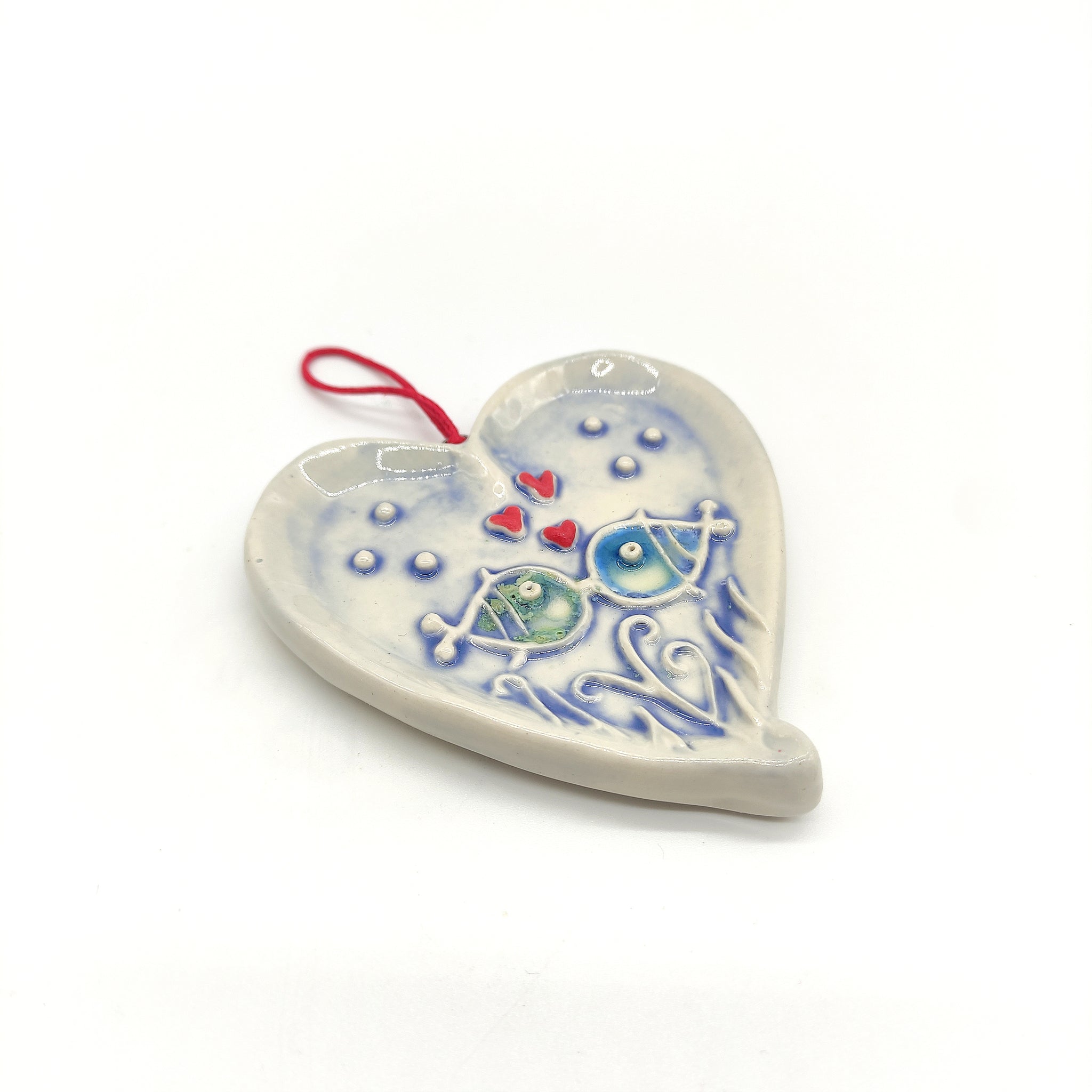 Irish Ceramic Love Heart Shaped Hanging Decoration - "Love Fish"-Nook & Cranny Gift Store-2019 National Gift Store Of The Year-Ireland-Gift Shop