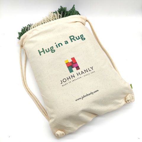 (Hug in a Rug) Pure Wool - White Sea with Green Block-Nook & Cranny Gift Store-2019 National Gift Store Of The Year-Ireland-Gift Shop