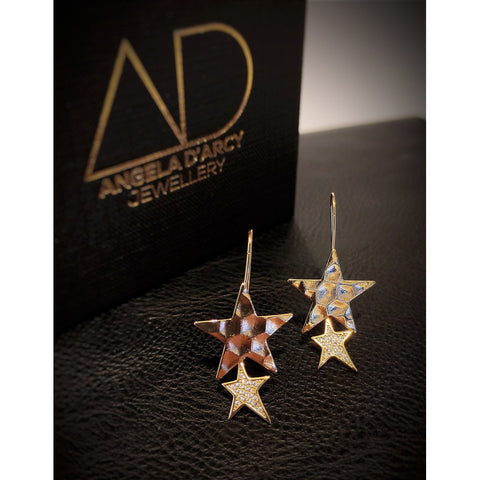 Falling Double Star Earrings-Nook & Cranny Gift Store-2019 National Gift Store Of The Year-Ireland-Gift Shop