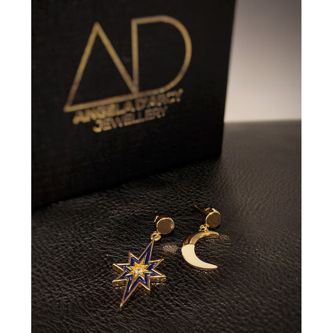 Moon & Star Enamel Earrings-Nook & Cranny Gift Store-2019 National Gift Store Of The Year-Ireland-Gift Shop