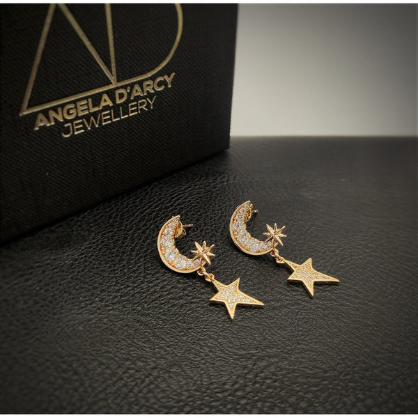 Sparkling Moon & Star Earrings-Nook & Cranny Gift Store-2019 National Gift Store Of The Year-Ireland-Gift Shop