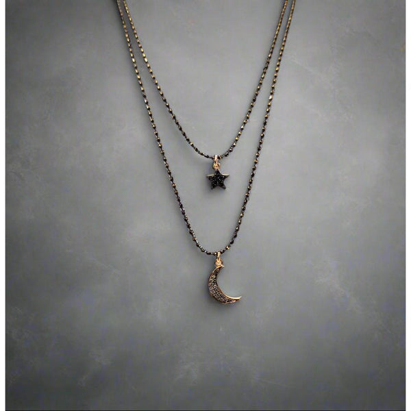 Double layer gunmetal celestial necklace - Moon and Star-Nook & Cranny Gift Store-2019 National Gift Store Of The Year-Ireland-Gift Shop