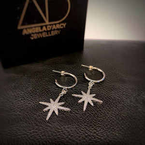 Huggie Hoops Silver Star Earrings-Nook & Cranny Gift Store-2019 National Gift Store Of The Year-Ireland-Gift Shop