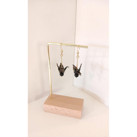 Handmade Origami Earrings - Black and Gold Crane-Nook & Cranny Gift Store-2019 National Gift Store Of The Year-Ireland-Gift Shop