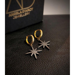 Huggie Hoops Gunmetal Star Earrings-Nook & Cranny Gift Store-2019 National Gift Store Of The Year-Ireland-Gift Shop
