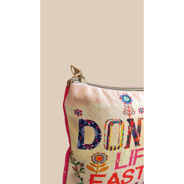 Inspirational Cotton Pouch - "Don't wait, life goes faster than you think"-Nook & Cranny Gift Store-2019 National Gift Store Of The Year-Ireland-Gift Shop