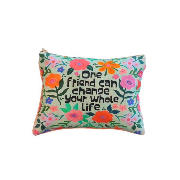 Inspirational Cotton Pouch - "One friend can change your whole life"-Nook & Cranny Gift Store-2019 National Gift Store Of The Year-Ireland-Gift Shop
