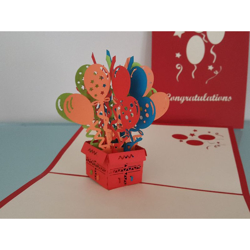 3d Pop up Card - Congratulations (Balloons - Red)-Nook & Cranny Gift Store-2019 National Gift Store Of The Year-Ireland-Gift Shop