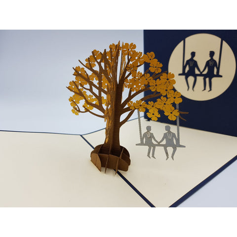 3d Pop up Card - Grooms on Swing-Nook & Cranny Gift Store-2019 National Gift Store Of The Year-Ireland-Gift Shop
