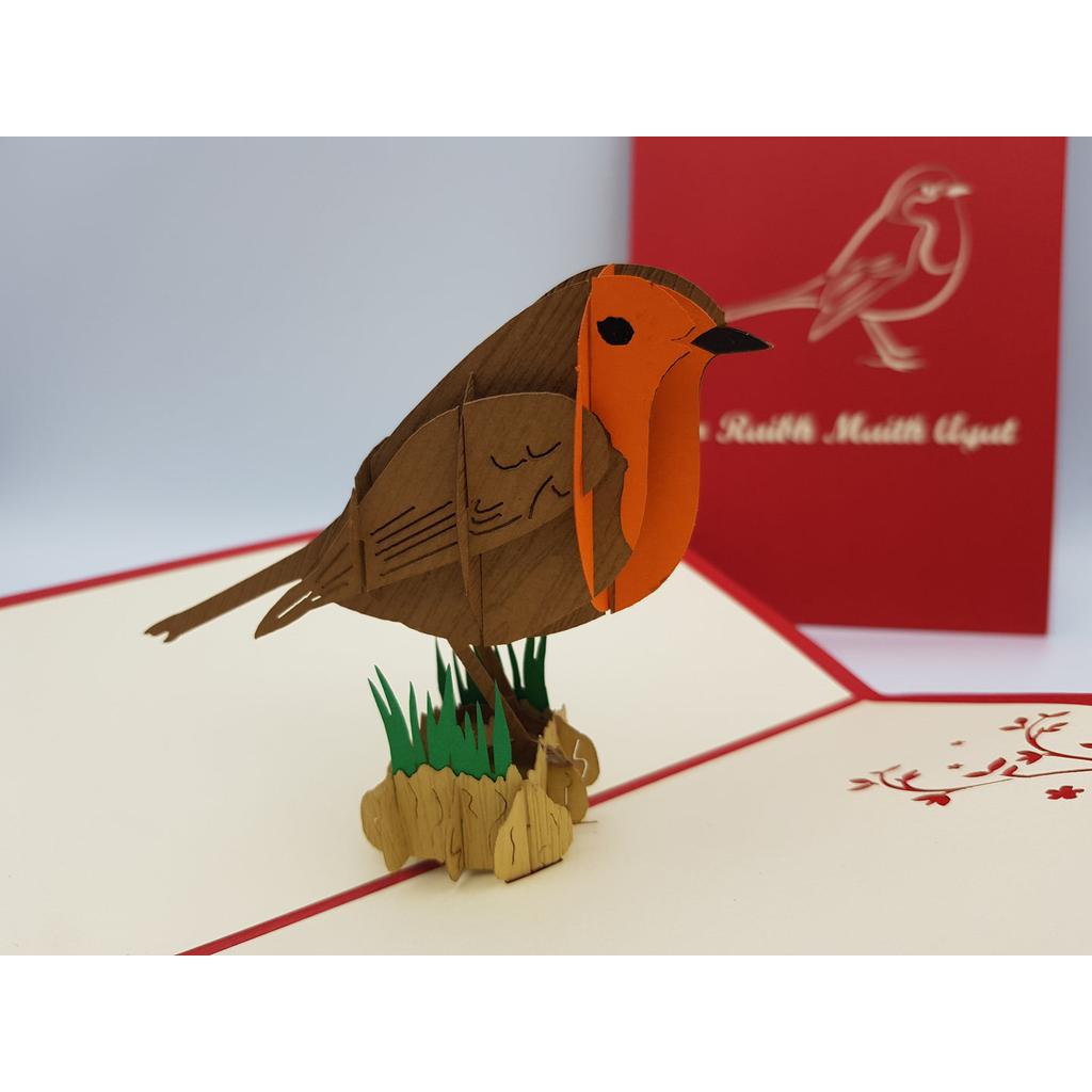 3d Pop up Card - Robin - Go Raibh Maith Agat (Thank You)-Nook & Cranny Gift Store-2019 National Gift Store Of The Year-Ireland-Gift Shop