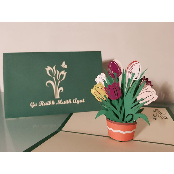 3d Pop up Card - Go Raibh Maith Agat Tulip (Thank you)-Nook & Cranny Gift Store-2019 National Gift Store Of The Year-Ireland-Gift Shop