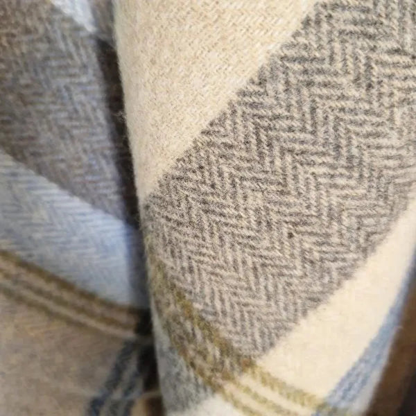 (Hug in a rug) 100% Lambswool Throw - Sky Beige Guard Check-Nook & Cranny Gift Store-2019 National Gift Store Of The Year-Ireland-Gift Shop
