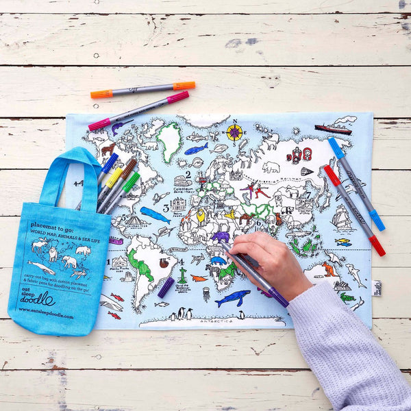 Colour in your own place mat - (World and Sealife Design)-Nook & Cranny Gift Store-2019 National Gift Store Of The Year-Ireland-Gift Shop