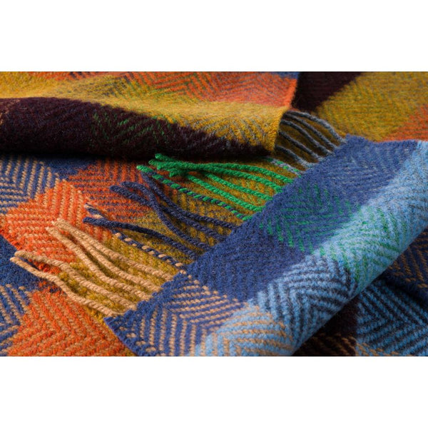 Luxury Cashmere Merino Scarf - Mustard, Orange, Blue Block-Nook & Cranny Gift Store-2019 National Gift Store Of The Year-Ireland-Gift Shop