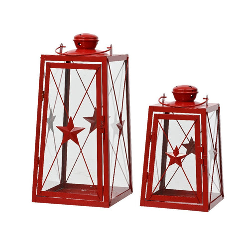 Red metal/glass lantern - Set of 2-Nook & Cranny Gift Store-2019 National Gift Store Of The Year-Ireland-Gift Shop