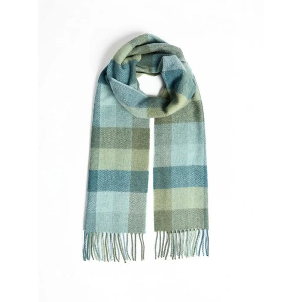 Foxford Scarf - Green / Blue Check Lambswool Scarf-Nook & Cranny Gift Store-2019 National Gift Store Of The Year-Ireland-Gift Shop