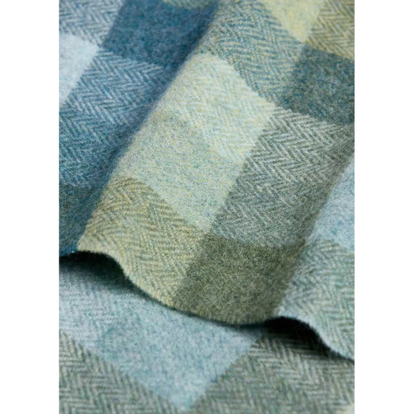Foxford Scarf - Green / Blue Check Lambswool Scarf-Nook & Cranny Gift Store-2019 National Gift Store Of The Year-Ireland-Gift Shop