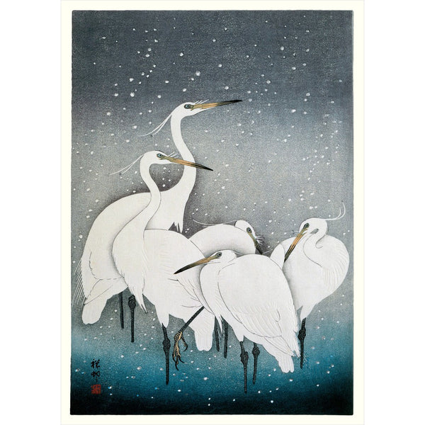 Snowy Herons - Oak style framed print-Nook & Cranny Gift Store-2019 National Gift Store Of The Year-Ireland-Gift Shop