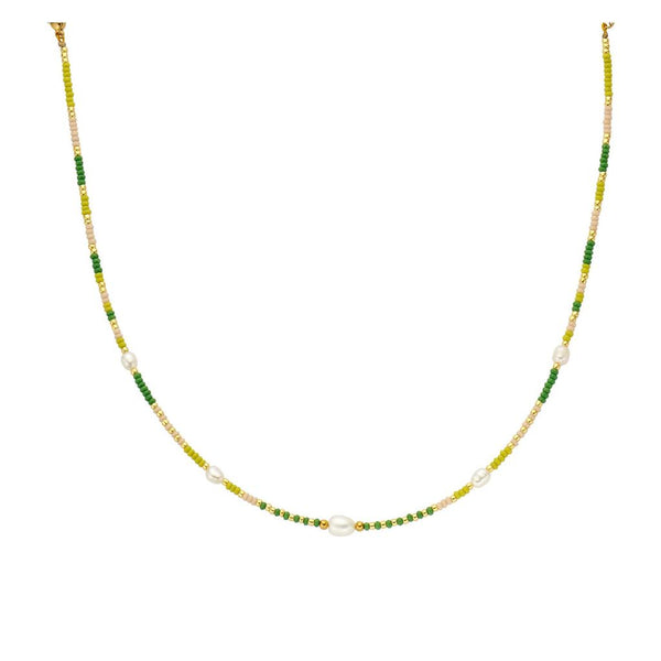Beaded Necklace - Green Hues & Pearl Style-Nook & Cranny Gift Store-2019 National Gift Store Of The Year-Ireland-Gift Shop