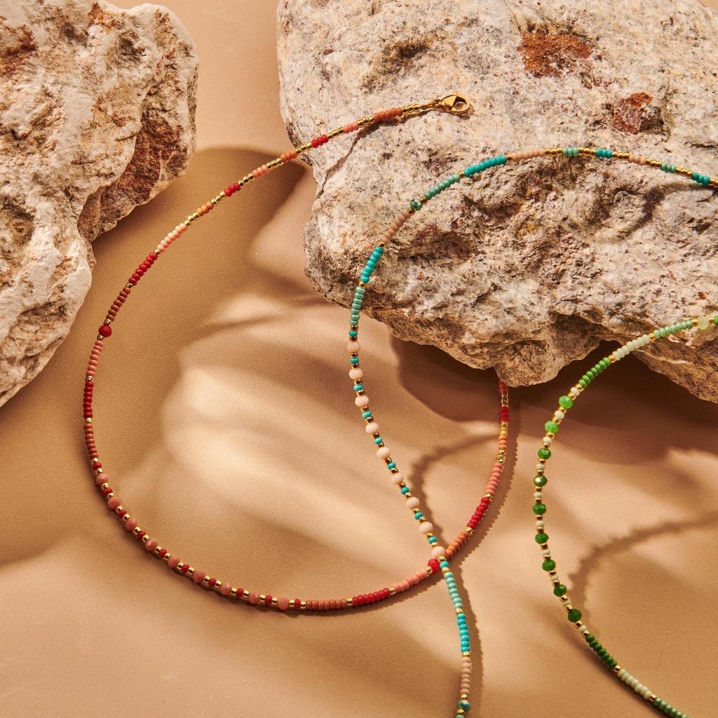 Beaded Necklace - Blue Summer Vibes-Nook & Cranny Gift Store-2019 National Gift Store Of The Year-Ireland-Gift Shop