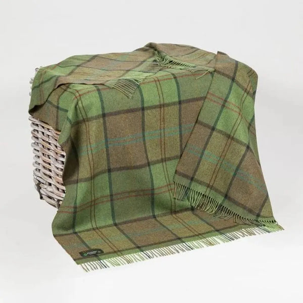 (Hug in a rug) 100% Lambswool Throw - Green Earthy Check-Nook & Cranny Gift Store-2019 National Gift Store Of The Year-Ireland-Gift Shop