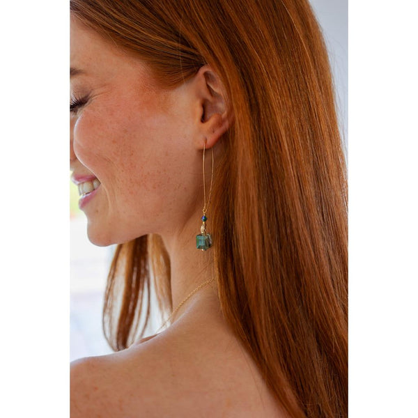 Amara Cube Earrings - Emerald (Long)-Nook & Cranny Gift Store-2019 National Gift Store Of The Year-Ireland-Gift Shop