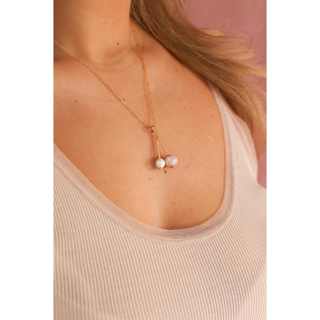 Aoibheann Pink Double Drop Necklace-Nook & Cranny Gift Store-2019 National Gift Store Of The Year-Ireland-Gift Shop