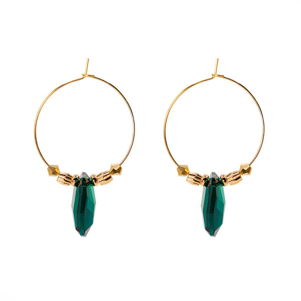 Luxe Emerald Hoop Earrings-Nook & Cranny Gift Store-2019 National Gift Store Of The Year-Ireland-Gift Shop