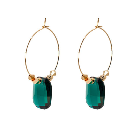 Luxe Emerald Hoop Earrings-Nook & Cranny Gift Store-2019 National Gift Store Of The Year-Ireland-Gift Shop