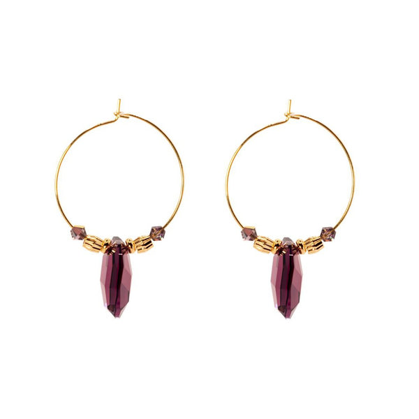 Luxe Amethyst Hoop Earrings-Nook & Cranny Gift Store-2019 National Gift Store Of The Year-Ireland-Gift Shop