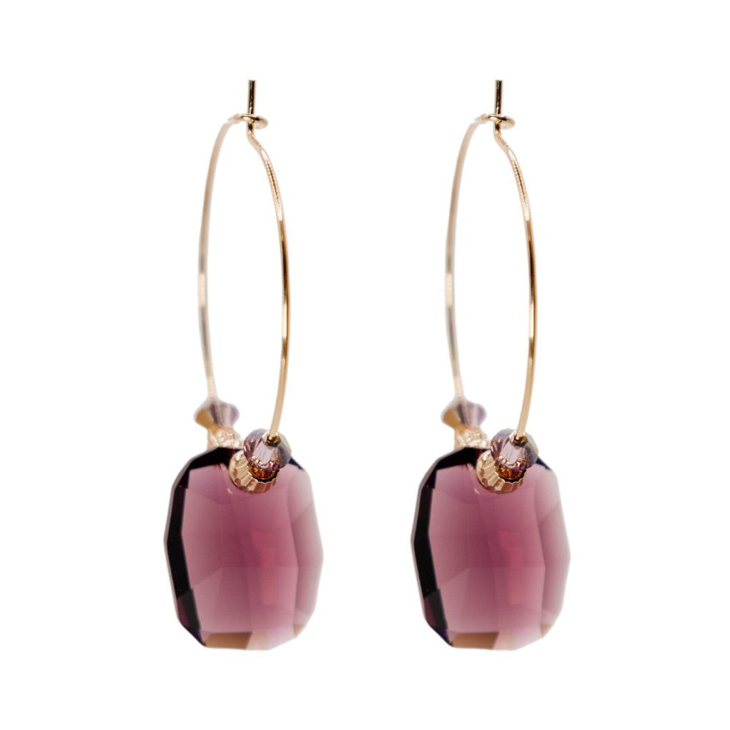 Luxe Amethyst Hoop Earrings-Nook & Cranny Gift Store-2019 National Gift Store Of The Year-Ireland-Gift Shop