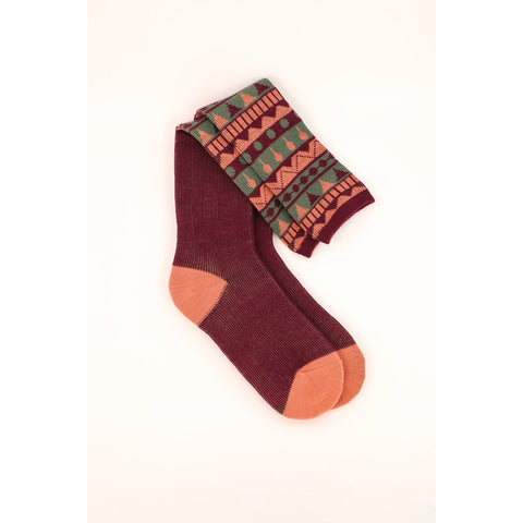 Fair Isle Triangle Boot Socks - Grape-Nook & Cranny Gift Store-2019 National Gift Store Of The Year-Ireland-Gift Shop