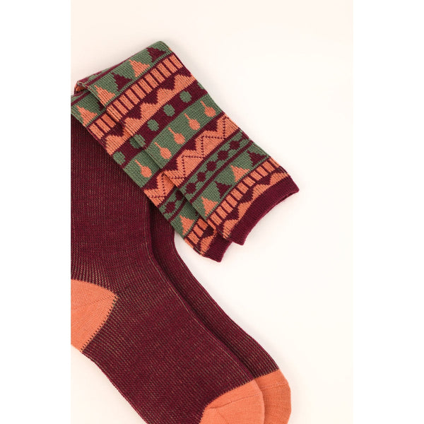 Fair Isle Triangle Boot Socks - Grape-Nook & Cranny Gift Store-2019 National Gift Store Of The Year-Ireland-Gift Shop