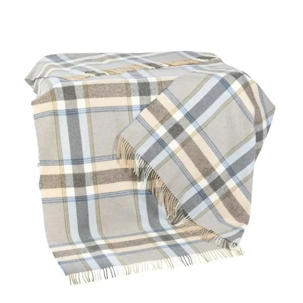 (Hug in a rug) 100% Lambswool Throw - Sky Beige Guard Check-Nook & Cranny Gift Store-2019 National Gift Store Of The Year-Ireland-Gift Shop