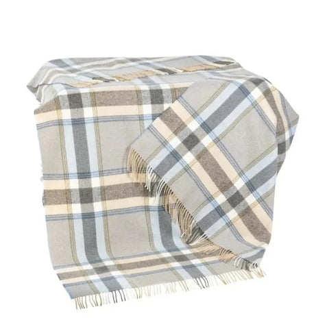 (Hug in a rug) 100% Lambswool Throw - Sky Beige Guard Check-Nook & Cranny Gift Store-2019 National Gift Store Of The Year-Ireland-Gift Shop