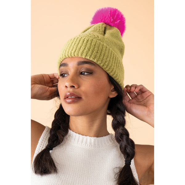 Ingrid Bobble Hat - Lime & Fuchsia-Nook & Cranny Gift Store-2019 National Gift Store Of The Year-Ireland-Gift Shop