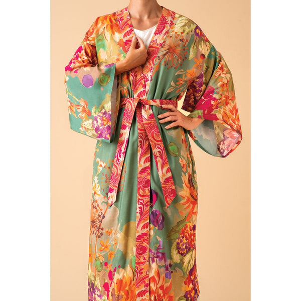Birds and Blooms Kimono Gown - Sage-Nook & Cranny Gift Store-2019 National Gift Store Of The Year-Ireland-Gift Shop