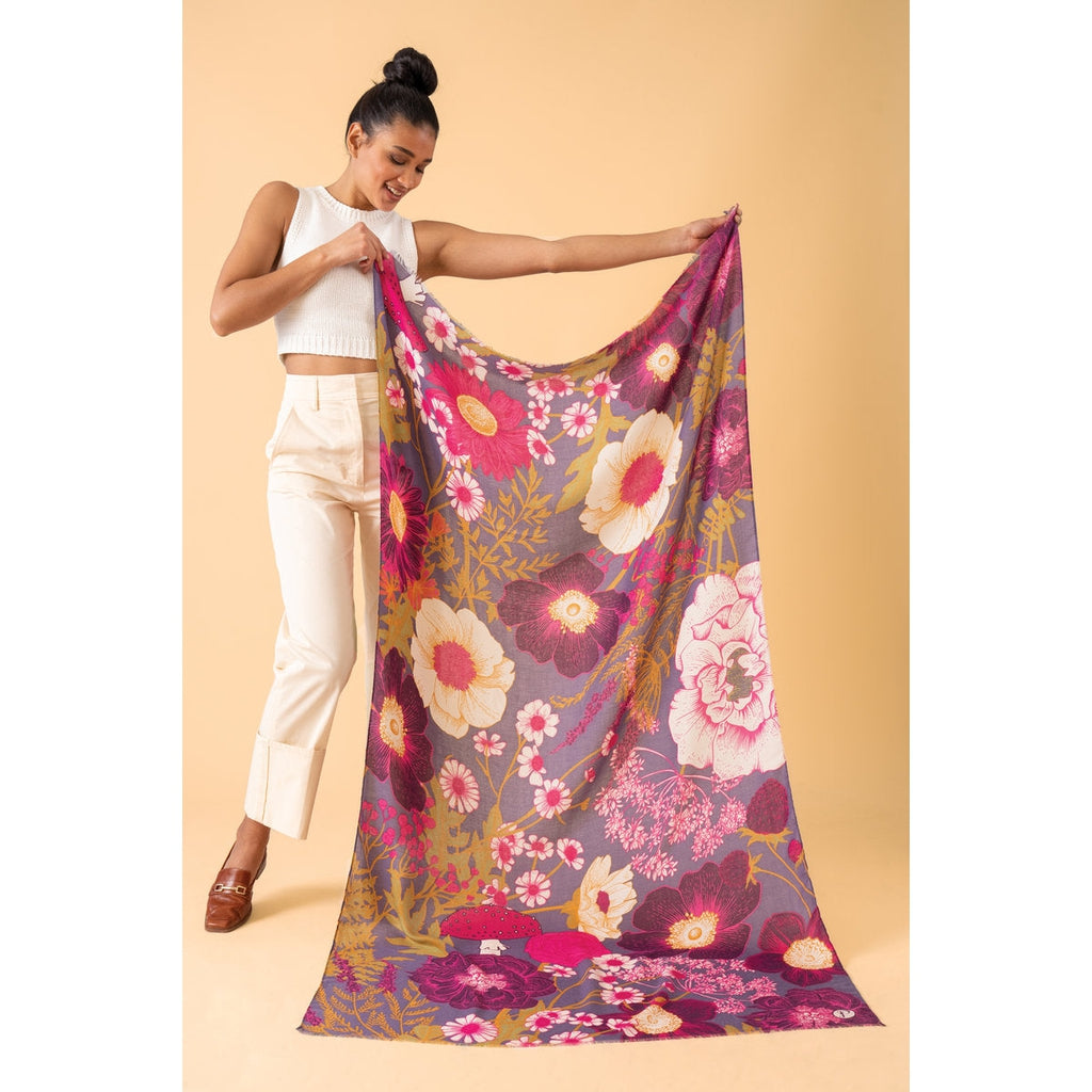 Wild Woodland Print Scarf - Damson-Nook & Cranny Gift Store-2019 National Gift Store Of The Year-Ireland-Gift Shop
