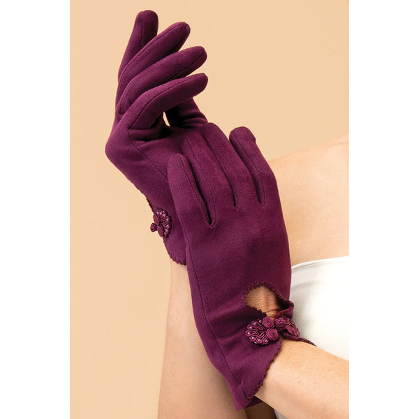 Suki Faux Suede Gloves - Damson-Nook & Cranny Gift Store-2019 National Gift Store Of The Year-Ireland-Gift Shop
