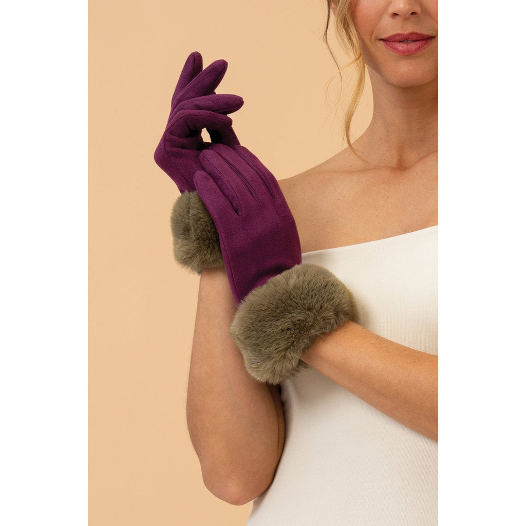 Bettina Faux Suede Gloves in Damson & Olive-Nook & Cranny Gift Store-2019 National Gift Store Of The Year-Ireland-Gift Shop