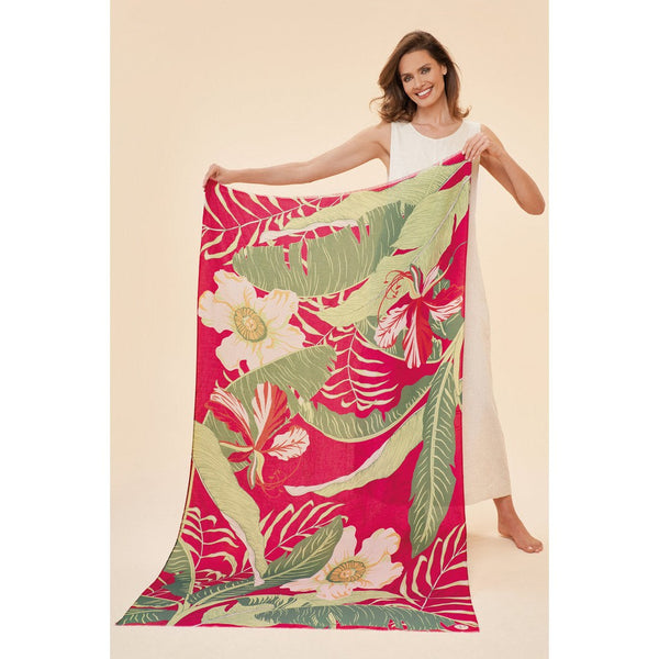 Delicate Tropical Printed Scarf - Dark Rose-Nook & Cranny Gift Store-2019 National Gift Store Of The Year-Ireland-Gift Shop